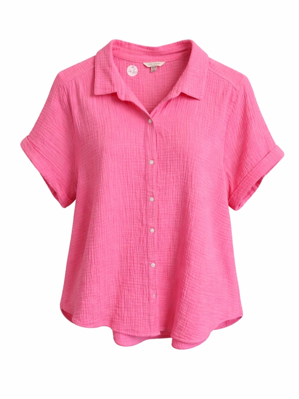 Lucky Brand Pink Button-Down Short Sleeve Shirt - Picture 3 of 7